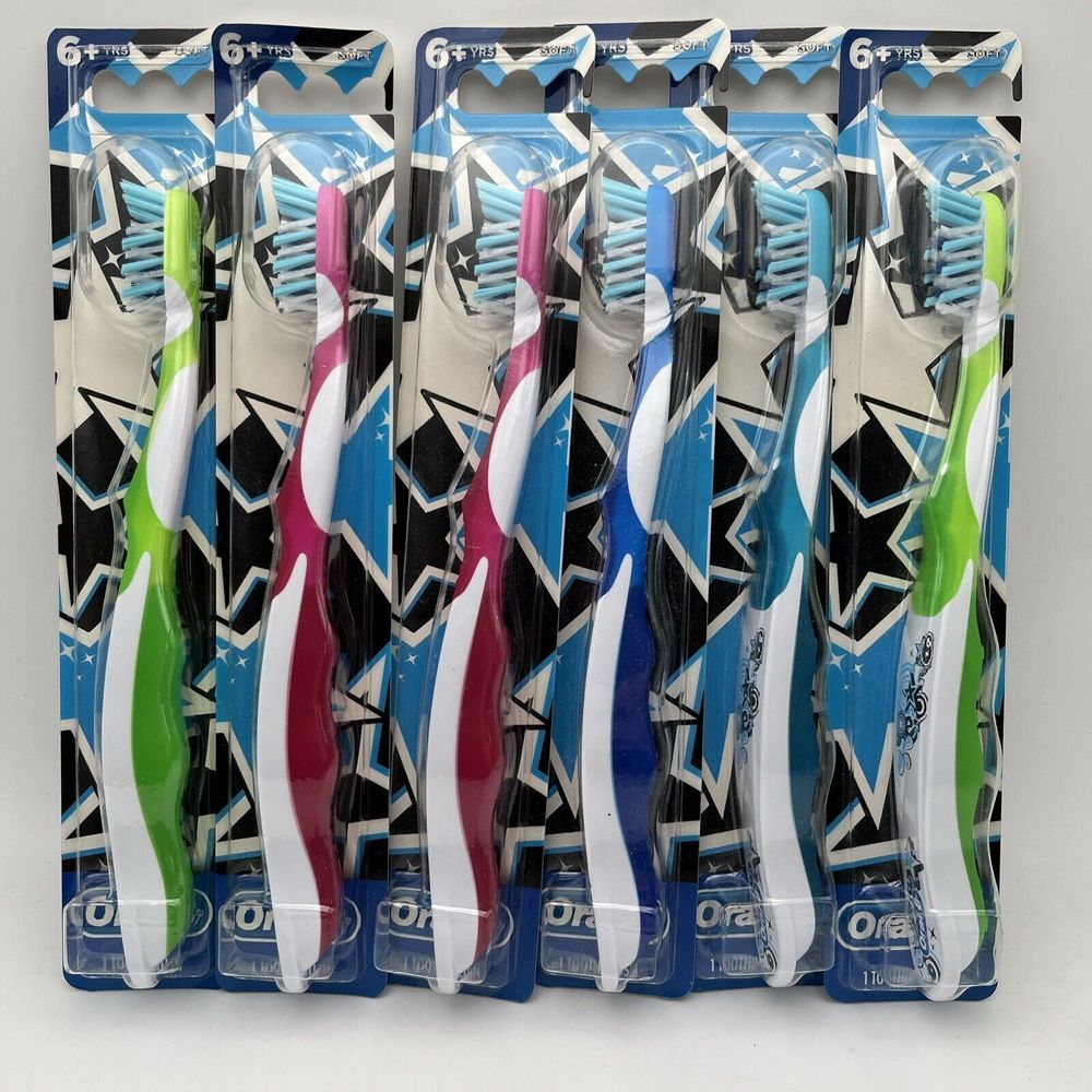 6x Oral B CrossAction Toothbrush 6+ Years Kids Childrens Dental -colors may vary
